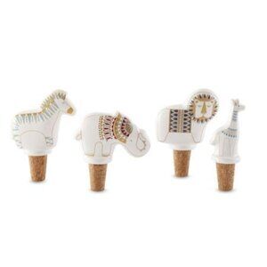 NIB Jonathan Adler Set of Four Animal Wine Stoppers Happy Chic Elephant Giraffe